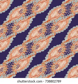 Cartoon handdrawn handmade doodles seamless pattern. Colorful detailed with lot objects backdrop. Seamless abstract hand-drawn waves pattern, wavy background. Zentangle inspired art