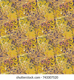 Cartoon handdrawn handmade doodles seamless pattern. Colorful detailed with lot objects backdrop. Seamless abstract hand-drawn waves pattern, wavy background. Zentangle inspired art