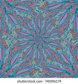 Cartoon handdrawn handmade doodles seamless pattern. Colorful detailed with lot objects backdrop. Seamless abstract hand-drawn waves pattern, wavy background. Zentangle inspired art
