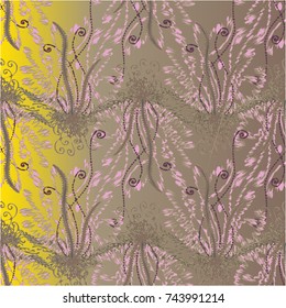 Cartoon handdrawn handmade doodles seamless pattern. Colorful detailed with lot objects backdrop. Seamless abstract hand-drawn waves pattern, wavy background. Zentangle inspired art