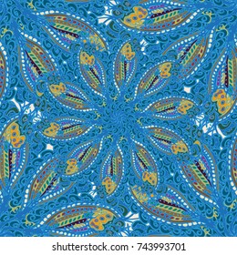 Cartoon handdrawn handmade doodles seamless pattern. Colorful detailed with lot objects backdrop. Seamless abstract hand-drawn waves pattern, wavy background. Zentangle inspired art