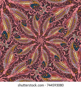 Cartoon handdrawn handmade doodles seamless pattern. Colorful detailed with lot objects backdrop. Seamless abstract hand-drawn waves pattern, wavy background. Zentangle inspired art