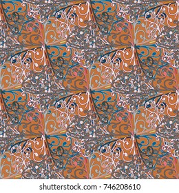 Cartoon handdrawn handmade doodles seamless pattern. Colorful detailed with lot objects backdrop. Seamless abstract hand-drawn waves pattern, wavy background. Zentangle inspired art