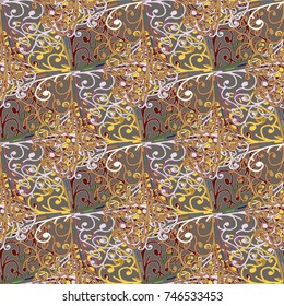 Cartoon handdrawn handmade doodles seamless pattern. Colorful detailed with lot objects backdrop. Seamless abstract hand-drawn waves pattern, wavy background. Zentangle inspired art