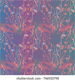 Cartoon handdrawn handmade doodles seamless pattern. Colorful detailed with lot objects backdrop. Seamless abstract hand-drawn waves pattern, wavy background. Zentangle inspired art