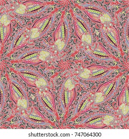 Cartoon handdrawn handmade doodles seamless pattern. Colorful detailed with lot objects backdrop. Seamless abstract hand-drawn waves pattern, wavy background. Zentangle inspired art