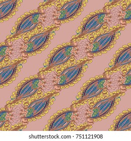 Cartoon handdrawn handmade doodles seamless pattern. Colorful detailed with lot objects backdrop. Seamless abstract hand-drawn waves pattern, wavy background. Zentangle inspired art