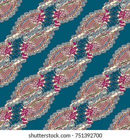 Cartoon handdrawn handmade doodles seamless pattern. Colorful detailed with lot objects backdrop. Seamless abstract hand-drawn waves pattern, wavy background. Zentangle inspired art