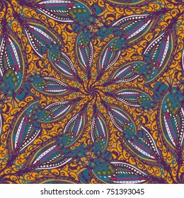 Cartoon handdrawn handmade doodles seamless pattern. Colorful detailed with lot objects backdrop. Seamless abstract hand-drawn waves pattern, wavy background. Zentangle inspired art