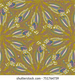 Cartoon handdrawn handmade doodles seamless pattern. Colorful detailed with lot objects backdrop. Seamless abstract hand-drawn waves pattern, wavy background. Zentangle inspired art