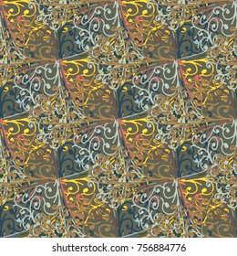 Cartoon handdrawn handmade doodles seamless pattern. Colorful detailed with lot objects backdrop. Seamless abstract hand-drawn waves pattern, wavy background. Zentangle inspired art
