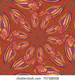 Cartoon handdrawn handmade doodles seamless pattern. Colorful detailed with lot objects backdrop. Seamless abstract hand-drawn waves pattern, wavy background. Zentangle inspired art