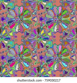 Cartoon handdrawn handmade doodles seamless pattern. Colorful detailed with lot objects backdrop. Seamless abstract hand-drawn waves pattern, wavy background. Zentangle inspired art
