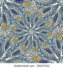 Cartoon handdrawn handmade doodles seamless pattern. Colorful detailed with lot objects backdrop. Seamless abstract hand-drawn waves pattern, wavy background. Zentangle inspired art