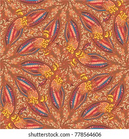 Cartoon handdrawn handmade doodles seamless pattern. Colorful detailed with lot objects backdrop. Seamless abstract hand-drawn waves pattern, wavy background. Zentangle inspired art