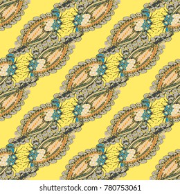 Cartoon handdrawn handmade doodles seamless pattern. Colorful detailed with lot objects backdrop. Seamless abstract hand-drawn waves pattern, wavy background. Zentangle inspired art