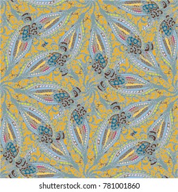 Cartoon handdrawn handmade doodles seamless pattern. Colorful detailed with lot objects backdrop. Seamless abstract hand-drawn waves pattern, wavy background. Zentangle inspired art