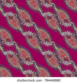 Cartoon handdrawn handmade doodles seamless pattern. Colorful detailed with lot objects backdrop. Seamless abstract hand-drawn waves pattern, wavy background. Zentangle inspired art