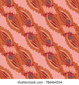 Cartoon handdrawn handmade doodles seamless pattern. Colorful detailed with lot objects backdrop. Seamless abstract hand-drawn waves pattern, wavy background. Zentangle inspired art