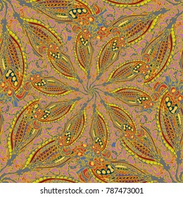 Cartoon handdrawn handmade doodles seamless pattern. Colorful detailed with lot objects backdrop. Seamless abstract hand-drawn waves pattern, wavy background. Zentangle inspired art