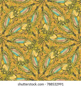 Cartoon handdrawn handmade doodles seamless pattern. Colorful detailed with lot objects backdrop. Seamless abstract hand-drawn waves pattern, wavy background. Zentangle inspired art