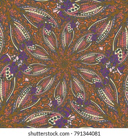 Cartoon handdrawn handmade doodles seamless pattern. Colorful detailed with lot objects backdrop. Seamless abstract hand-drawn waves pattern, wavy background. Zentangle inspired art