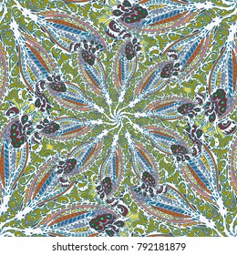 Cartoon handdrawn handmade doodles seamless pattern. Colorful detailed with lot objects backdrop. Seamless abstract hand-drawn waves pattern, wavy background. Zentangle inspired art