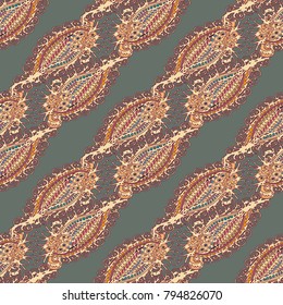 Cartoon handdrawn handmade doodles seamless pattern. Colorful detailed with lot objects backdrop. Seamless abstract hand-drawn waves pattern, wavy background. Zentangle inspired art