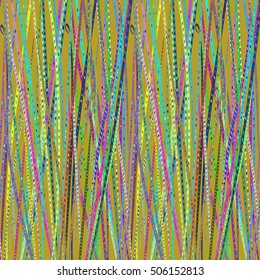 Cartoon handdrawn handmade and sewing doodles seamless pattern. Colorful detailed with lot objects vector backdrop. Seamless abstract hand-drawn waves pattern, wavy background. Zentangle inspired art