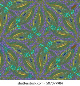 Cartoon handdrawn handmade and sewing doodles seamless pattern. Colorful detailed with lot objects vector backdrop. Seamless abstract hand-drawn waves pattern, wavy background. Zentangle inspired art
