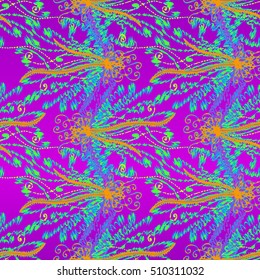 Cartoon handdrawn handmade and sewing doodles seamless pattern. Colorful detailed with lot objects vector backdrop. Seamless abstract hand-drawn waves pattern, wavy background. Zentangle inspired art