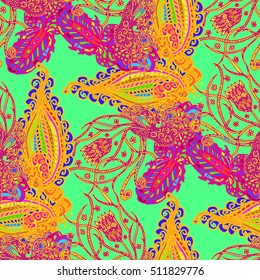 Cartoon handdrawn handmade and sewing doodles seamless pattern. Colorful detailed with lot objects vector backdrop. Seamless abstract hand-drawn waves pattern, wavy background. Zentangle inspired art