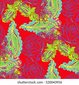 Cartoon handdrawn handmade and sewing doodles seamless pattern. Colorful detailed with lot objects vector backdrop. Seamless abstract hand-drawn waves pattern, wavy background. Zentangle inspired art