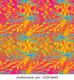 Cartoon handdrawn handmade and sewing doodles seamless pattern. Colorful detailed with lot objects vector backdrop. Seamless abstract hand-drawn waves pattern, wavy background. Zentangle inspired art