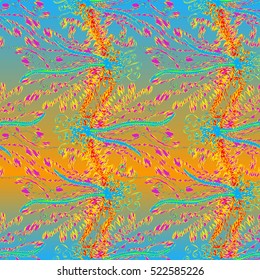 Cartoon handdrawn handmade and sewing doodles seamless pattern. Colorful detailed with lot objects vector backdrop. Seamless abstract hand-drawn waves pattern, wavy background. Zentangle inspired art