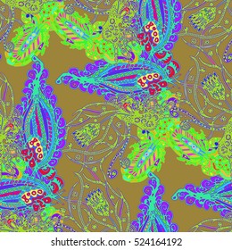 Cartoon handdrawn handmade and sewing doodles seamless pattern. Colorful detailed with lot objects vector backdrop. Seamless abstract hand-drawn waves pattern, wavy background. Zentangle inspired art