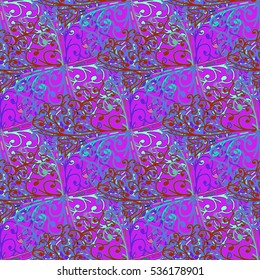 Cartoon handdrawn handmade and sewing doodles seamless pattern. Colorful detailed with lot objects vector backdrop. Seamless abstract hand-drawn waves pattern, wavy background. Zentangle inspired art