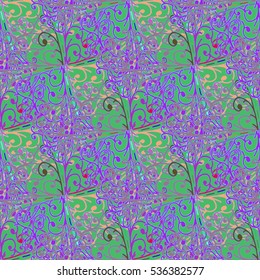 Cartoon handdrawn handmade and sewing doodles seamless pattern. Colorful detailed with lot objects vector backdrop. Seamless abstract hand-drawn waves pattern, wavy background. Zentangle inspired art