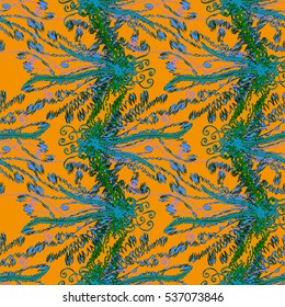 Cartoon handdrawn handmade and sewing doodles seamless pattern. Colorful detailed with lot objects vector backdrop. Seamless abstract hand-drawn waves pattern, wavy background. Zentangle inspired art