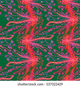 Cartoon handdrawn handmade and sewing doodles seamless pattern. Colorful detailed with lot objects vector backdrop. Seamless abstract hand-drawn waves pattern, wavy background. Zentangle inspired art