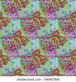 Cartoon handdrawn handmade and sewing doodles seamless pattern. Colorful detailed with lot objects vector backdrop. Seamless abstract hand-drawn waves pattern, wavy background. Zentangle inspired art
