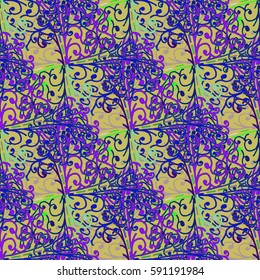 Cartoon handdrawn handmade and sewing doodles seamless pattern. Colorful detailed with lot objects vector backdrop. Seamless abstract hand-drawn waves pattern, wavy background. Zentangle inspired art