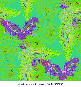 Cartoon handdrawn handmade and sewing doodles seamless pattern. Colorful detailed with lot objects vector backdrop. Seamless abstract hand-drawn waves pattern, wavy background. Zentangle inspired art