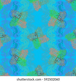 Cartoon handdrawn handmade and sewing doodles seamless pattern. Colorful detailed with lot objects vector backdrop. Seamless abstract hand-drawn waves pattern, wavy background. Zentangle inspired art