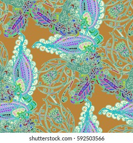 Cartoon handdrawn handmade and sewing doodles seamless pattern. Colorful detailed with lot objects vector backdrop. Seamless abstract hand-drawn waves pattern, wavy background. Zentangle inspired art