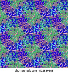 Cartoon handdrawn handmade and sewing doodles seamless pattern. Colorful detailed with lot objects vector backdrop. Seamless abstract hand-drawn waves pattern, wavy background. Zentangle inspired art