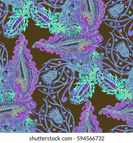 Cartoon handdrawn handmade and sewing doodles seamless pattern. Colorful detailed with lot objects vector backdrop. Seamless abstract hand-drawn waves pattern, wavy background. Zentangle inspired art