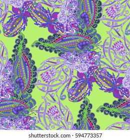 Cartoon handdrawn handmade and sewing doodles seamless pattern. Colorful detailed with lot objects vector backdrop. Seamless abstract hand-drawn waves pattern, wavy background. Zentangle inspired art