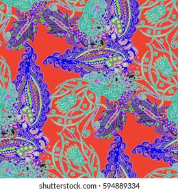 Cartoon handdrawn handmade and sewing doodles seamless pattern. Colorful detailed with lot objects vector backdrop. Seamless abstract hand-drawn waves pattern, wavy background. Zentangle inspired art
