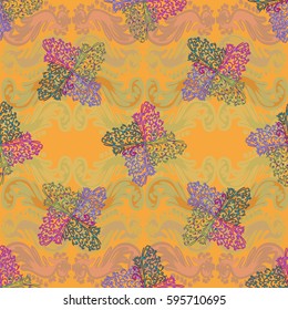 Cartoon handdrawn handmade and sewing doodles seamless pattern. Colorful detailed with lot objects vector backdrop. Seamless abstract hand-drawn waves pattern, wavy background. Zentangle inspired art